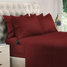 Ensemble de draps Queen – 6 pièces rafraîchissants, poches profondes de 53 cm, compatible avec la collection Supreme, 100 % microfibre brossée,