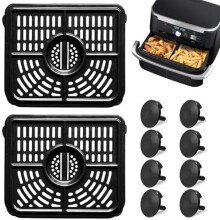 Replacement Grill & Crisper Plates for Ninja Foodi 11QT MegaZone XL Air Fryer – 2 PCS with Rubber Bumpers, compatible with Ninja Foodi