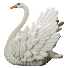 Color Changing Resin Swan Statue for Tea Table Decoration Black Lifelike Props