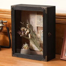 11x14" Extra Deep Shadow Box Frame, 4.7" Depth, Cork Backing, Rustic Burnt Wood, for Photos, Flowers, Keepsakes (Black)