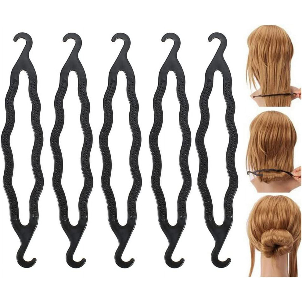 6Pcs Black Plastic Bun Maker, Donut Shaper & Hair Clip for Twisting, Braiding, Styling â Compatible with All Hair Types