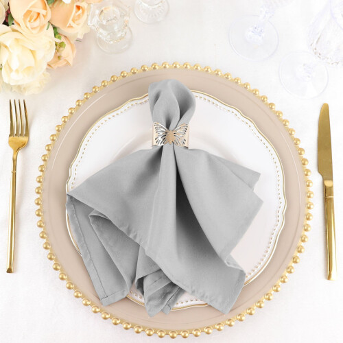 BalsaCircle 20 pièces 17" Serviettes de table argentées en polyester pour mariage
