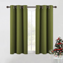 Living Room Window Curtain Panels, Thermal Insulated Solid Grommet Blackout Draperies/Drapes (One Pair, 42 by 54-Inch, Olive Green)