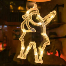 LED Christmas Hanging Window Lights with Suction Cup, Battery Operated, Indoor/Outdoor, Compatible with Xmas Tree, Fireplace, Home & Party Decor