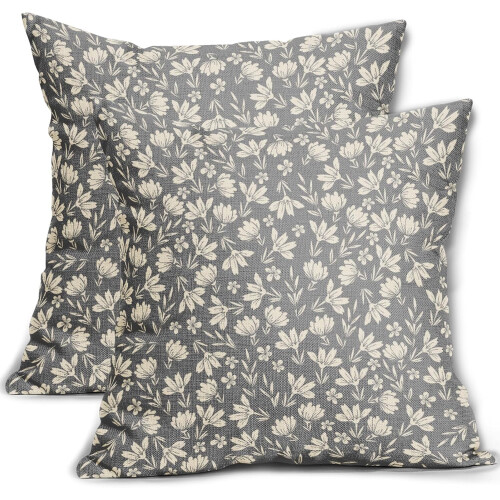 Conjunto de 2 capas de almofada vintage com estampa floral, 45x45cm (18x18 polegadas).