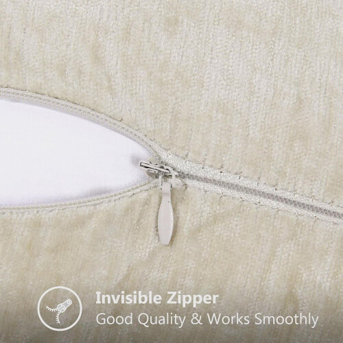 Fodere per cuscini in ciniglia beige, 30x50 cm, set da 2 2