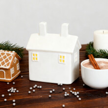 White ceramic Christmas village houses farmhouse style 1