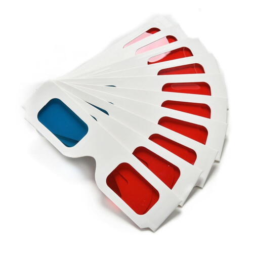 10 τεμάχια Universal Paper 3D γυαλιά προβολής ανάγλυφου, κόκκινα/μπλε γυαλιά 3D για βίντεο