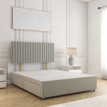 (Silver, 4ft6" Double (No Mattress))) Brooke Divan Bed with 2 Storage Drawers Plush Velvet 24” Headboard & Mattress