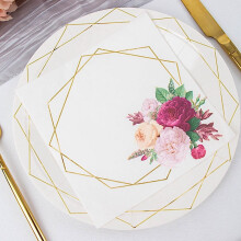 BalsaCircle 20 White 13x13 in Dinner Cocktail Paper Napkins Floral Hexagon Design Party Events Tableware