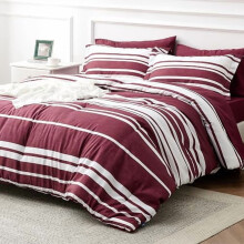 Burgundy Striped Twin Comforter Set 5-Piece