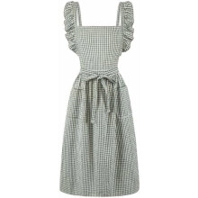 Women's vintage gingham apron dress cotton pinafore with