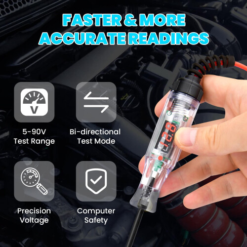Digital LED Circuit Tester 3-90V with Voltage Display, Bidirectional, Compatible with Car/RV/Vehicles 1