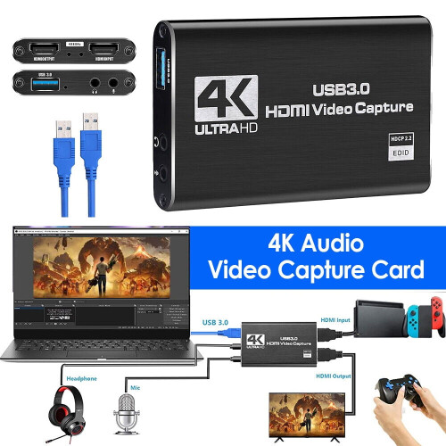 Κάρτα καταγραφής ήχου και βίντεο 4K, συσκευή καταγραφής USB3.0HDMI, μετατροπέας βίντεο, 2