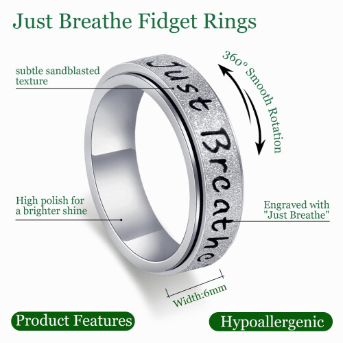 Fidget Spinner-ring 6 mm rustfritt stål 1