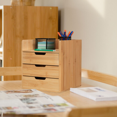 Organização de mesa com 3 gavetas 1