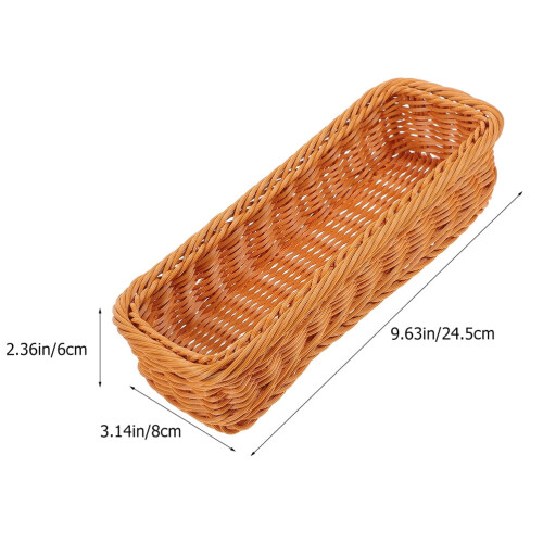 YEAHIBABY 2Pcs Small Tabletop Organizer Basket Light Brown Plastic Silverware Holder Cutlery Storage Home Use 1