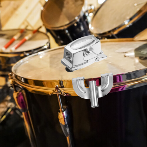 OUNONA Adjustable Tom Drum Kit Mount Bracket Silver Iron Drum Set Base with Easy Installation 1