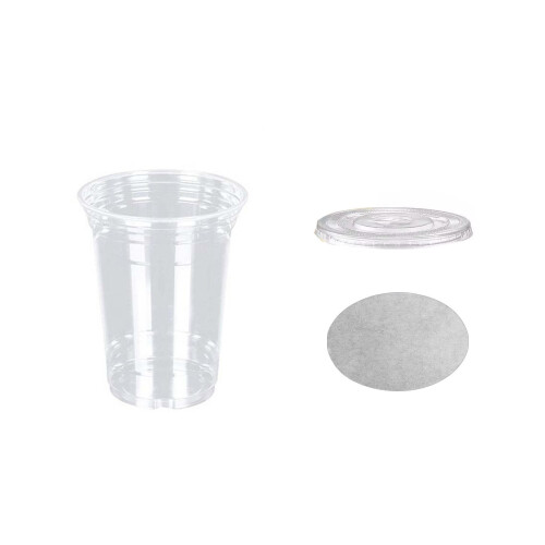CheAAlet100 pezzi Bicchieri monouso da 360 ml per tè al latte con coperchi e cannucce, bicchieri di plastica a prova di perdite per bevande fredde 1