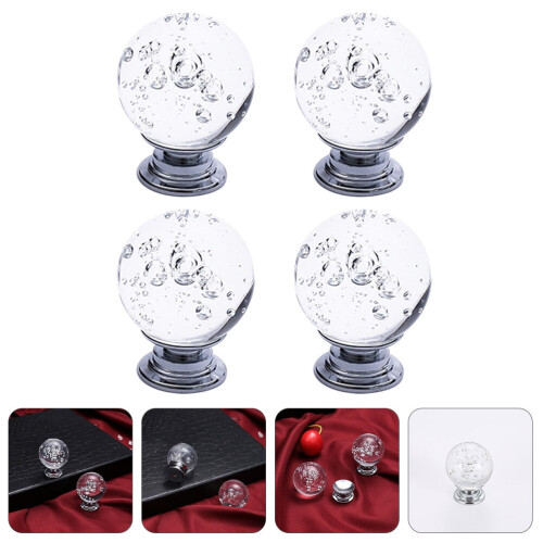 Pomelli per mobili in cristallo, forma rotonda, 4 pezzi