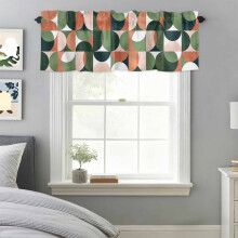 Mid-Century Nordic valance green orange semicircle 42x18in