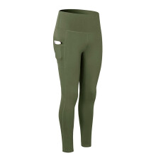 Damen-Yoga-Capri-Leggings mit hohem Bund und Taschen, nude
