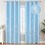 Sky Blue Blackout Curtains with Silver Palm Pattern, 1