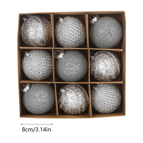 Shatterproof Sequin Lace Christmas Ornaments Silver 3.1 2