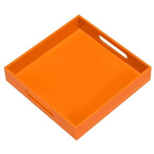 Oranžový akrylový servírovací podnos s ušami 10x10 palcov