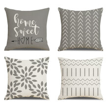 Housses de coussin 45 x 45 cm, gris clair, lot de 4
