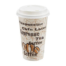 Gobelets à café chauds à emporter avec couvercles, 473 ml (16 oz), motif café, jetables, paquet de 100