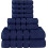 Ensemble de 8 serviettes de luxe en coton à rayures en viscose 3