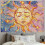Pastellrosa solmåne stjerner billedteppe 60x50 tommer 2