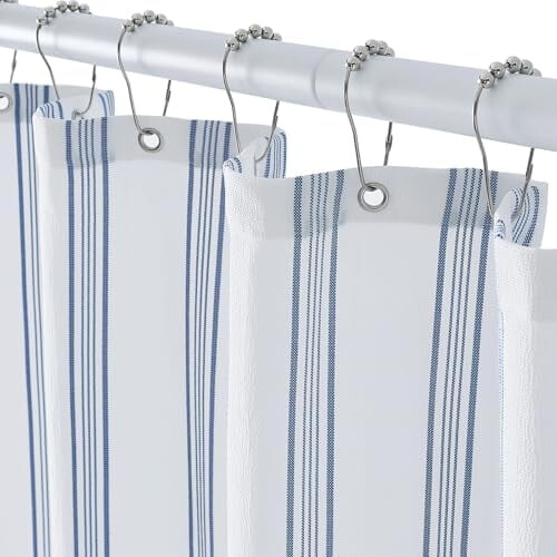 Modrobílý sprchový závěs Seersucker 72x72 palců 1