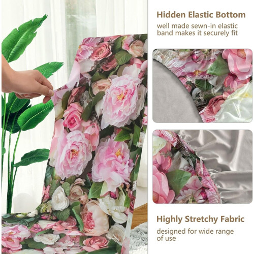 4er-Set Stretch-Stuhlhussen mit Blumenmuster 2