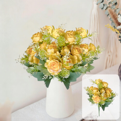 Bouquet di rose artificiali Austin in seta, 7 pezzi 2