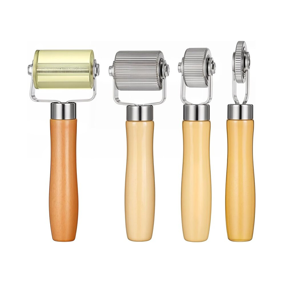 Sound Deadening Roller, 4 Pcs Car Sound Deadener Rollers Tool Wheel Wood Handle Seam Rollers For Automotive Accessories 6034170097731