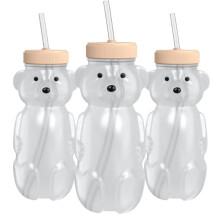 Honey Bear Trinkbecher mit Strohhalm für Babys, 237 Ml HoneyBear Becher mit Deckel, 3er-Pack Therapie-Lern-Trinkhalm HoneyBear, Babyflaschen-Set