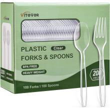 Heavy-Duty Disposable Plastic Silverware Set Forks and