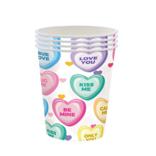 Bicchierini di carta a forma di cuore colorati (24 pezzi)