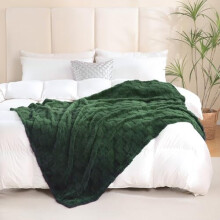 Green Fleece Throw Blanket 60"x80", Super Soft Microfiber Flannel with 3D Checkered Design, Lightweight & Cozy for Couch, Sofa, Bed – Compatible