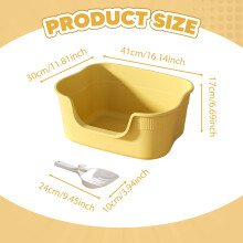 Semi-Enclosed Cat Litter Box with Shovel and Tray