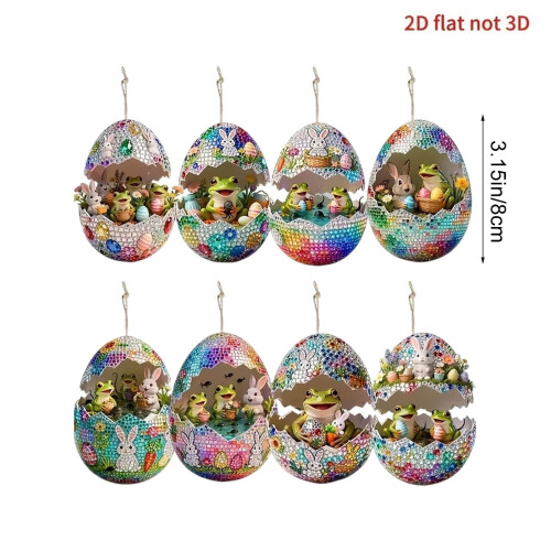 Easter Bunny Egg Charm Set Wooden Keychain 1pc 2
