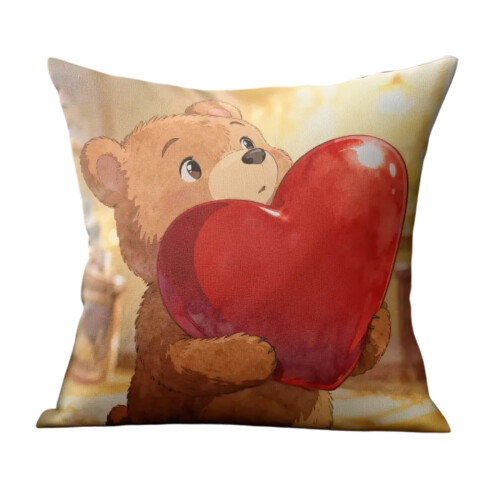 Pluche kussensloop met cartoonontwerp, 17,71 inch vierkant