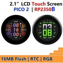 For Raspberry Pi 2 RP2350B 2.1-Inch LCD Round Touch Display QMI8658 Curved Surface