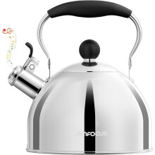 2-Qt Stainless Steel Whistling Tea Kettle for Stovetop, Ergonomic Folding Handle, Silver – Compatible with all stovetops