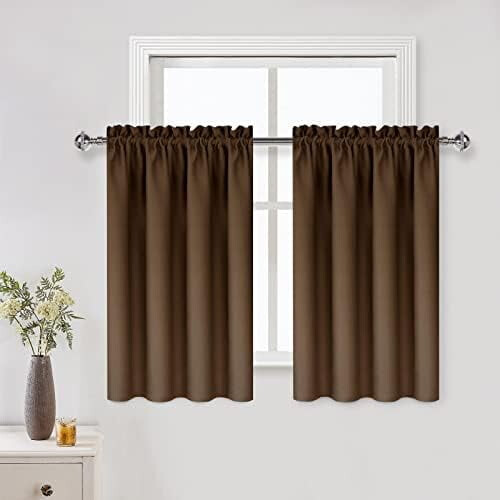 Cortinas opacas marrons com isolamento térmico, 42x36