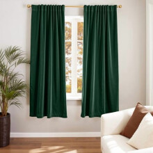 Velvet Blackout Curtains, Thermal Insulated, Super Soft Luxury Drapes for Living Room & Bedroom – Emerald Green, 52"x72", Rod Pocket, 2 Panels