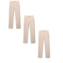 Girls Dress Pants 3 Pack Solid Color Stretchy High Waisted Straight Leg Trousers Girl Trendy Festival Pants,Beige,13-14 Years