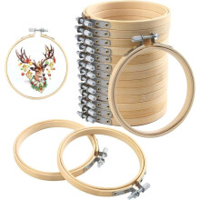 16Pcs 4" Adjustable Wooden Cross Stitch Hoop Ring Bulk, Compatible with Art Craft, Sewing & Christmas Decoration